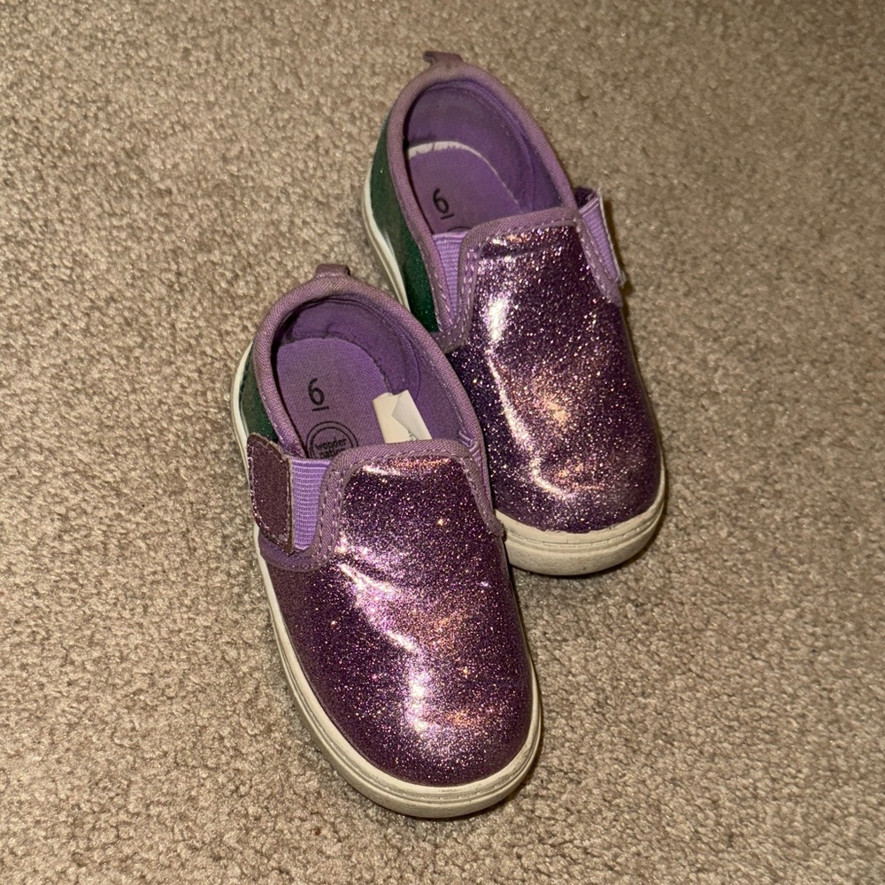 Wonder Nation Glittery Purple/Green Kids Sneakers